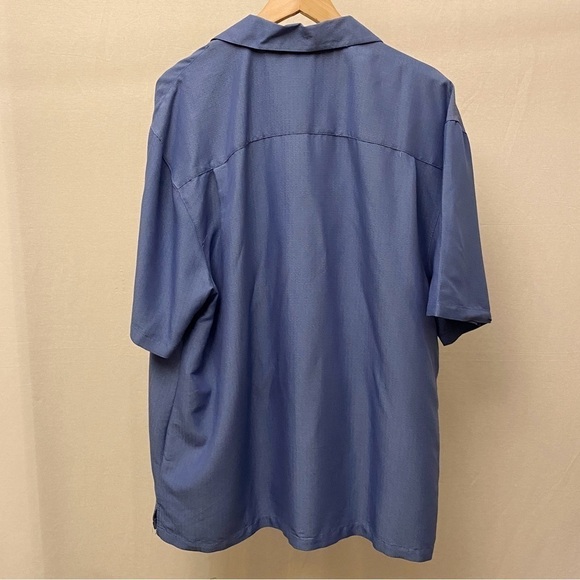 Joe Marlin XL Aloha Mens Hawaiian Shirt Blue Embroidered Palm Trees Coconut - Picture 9 of 9